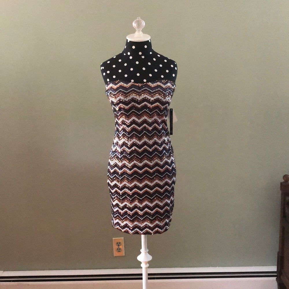 DEB Sequins striped dress NWT